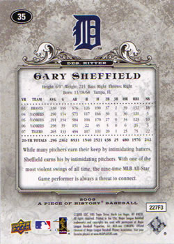 2008 Upper Deck A Piece of History #35 Gary Sheffield Back