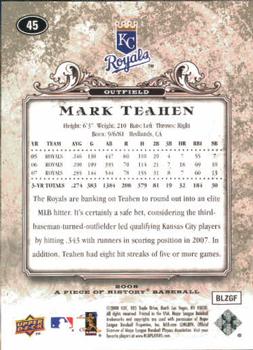 2008 Upper Deck A Piece of History #45 Mark Teahen Back