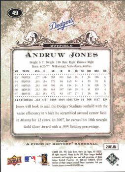 2008 Upper Deck A Piece of History #49 Andruw Jones Back