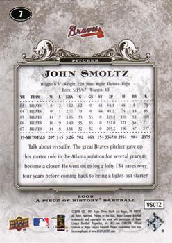 2008 Upper Deck A Piece of History #7 John Smoltz Back