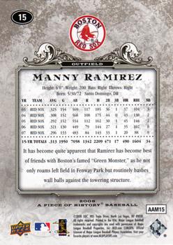 2008 Upper Deck A Piece of History #15 Manny Ramirez Back