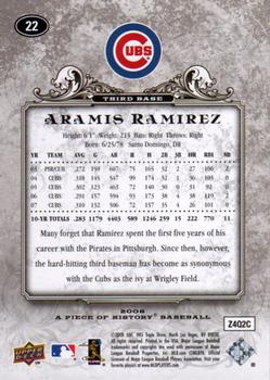 2008 Upper Deck A Piece of History #22 Aramis Ramirez Back