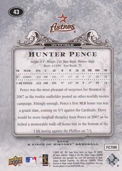 2008 Upper Deck A Piece of History #43 Hunter Pence Back