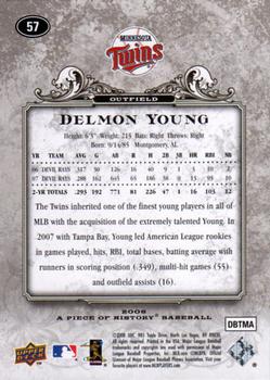 2008 Upper Deck A Piece of History #57 Delmon Young Back