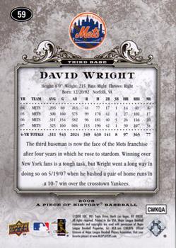 2008 Upper Deck A Piece of History #59 David Wright Back