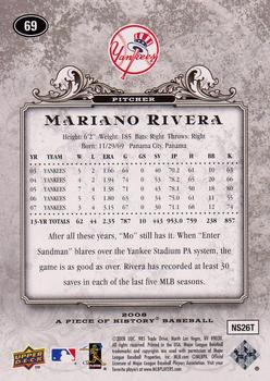 2008 Upper Deck A Piece of History #69 Mariano Rivera Back