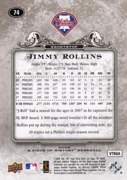 2008 Upper Deck A Piece of History #74 Jimmy Rollins Back