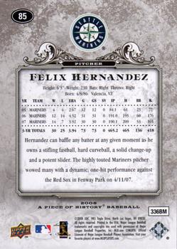 2008 Upper Deck A Piece of History #85 Felix Hernandez Back