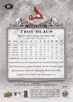2008 Upper Deck A Piece of History #87 Troy Glaus Back