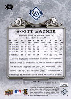 2008 Upper Deck A Piece of History #90 Scott Kazmir Back