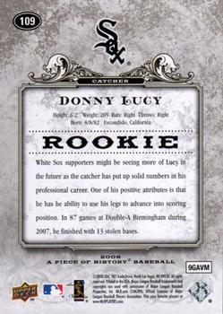 2008 Upper Deck A Piece of History #109 Donny Lucy Back