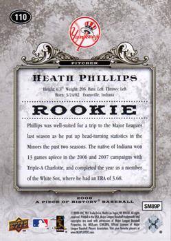 2008 Upper Deck A Piece of History #110 Heath Phillips Back