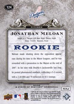 2008 Upper Deck A Piece of History #124 Jonathan Meloan Back