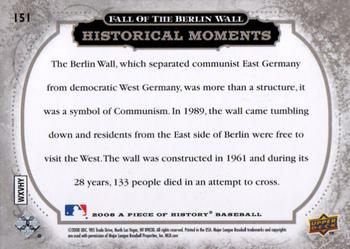 2008 Upper Deck A Piece of History #151 Fall of the Berlin Wall Back