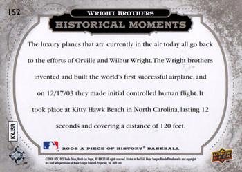 2008 Upper Deck A Piece of History #152 Wright Brothers 1st Flight Back
