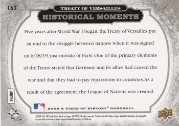 2008 Upper Deck A Piece of History #162 Treaty of Versailles Back