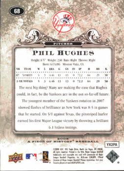 2008 Upper Deck A Piece of History #68 Phil Hughes Back