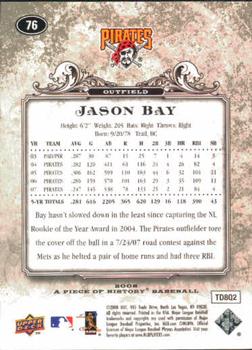 2008 Upper Deck A Piece of History #76 Jason Bay Back