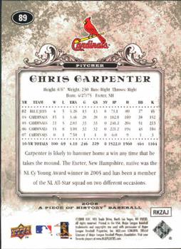 2008 Upper Deck A Piece of History #89 Chris Carpenter Back