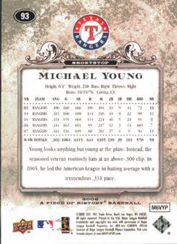 2008 Upper Deck A Piece of History #93 Michael Young Back
