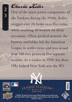2008 Upper Deck Yankee Stadium Box Set #23 Charlie Keller Back