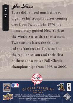 2008 Upper Deck Yankee Stadium Box Set #77 Joe Torre Back