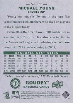 2008 Upper Deck Goudey #182 Michael Young Back
