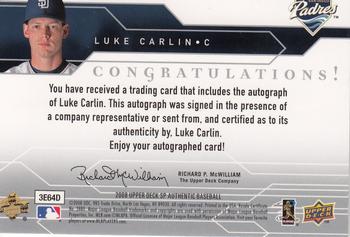 2008 SP Authentic #145 Luke Carlin Back