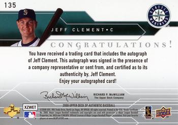 2008 SP Authentic #135 Jeff Clement Back