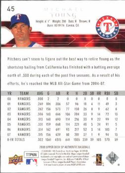 2008 SP Authentic #45 Michael Young Back