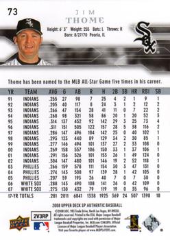 2008 SP Authentic #73 Jim Thome Back
