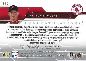 2008 SP Authentic #112 Clay Buchholz Back