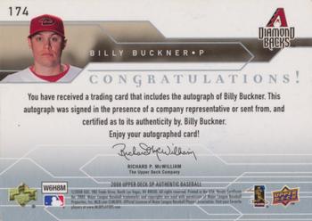 2008 SP Authentic #174 Billy Buckner Back