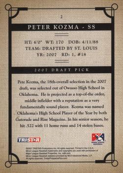 2007 TriStar Prospects Plus #2 Pete Kozma Back