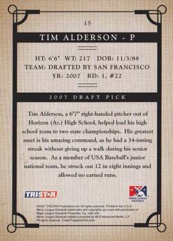 2007 TriStar Prospects Plus #15 Tim Alderson Back