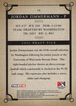 2007 TriStar Prospects Plus #16 Jordan Zimmermann Back