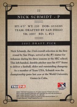2007 TriStar Prospects Plus #22 Nick Schmidt Back