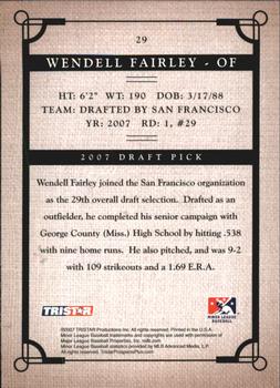 2007 TriStar Prospects Plus #29 Wendell Fairley Back