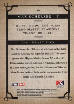 2007 TriStar Prospects Plus #30 Max Scherzer Back