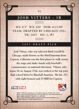 2007 TriStar Prospects Plus #31 Josh Vitters Back