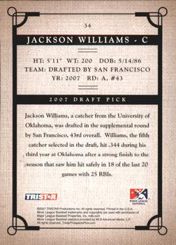 2007 TriStar Prospects Plus #34 Jackson Williams Back