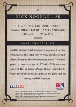 2007 TriStar Prospects Plus #57 Nick Noonan Back