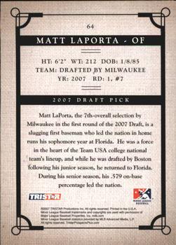 2007 TriStar Prospects Plus #64 Matt LaPorta Back