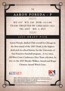 2007 TriStar Prospects Plus #70 Aaron Poreda Back