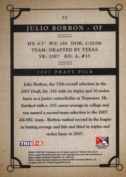 2007 TriStar Prospects Plus #72 Julio Borbon Back