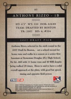 2007 TriStar Prospects Plus #85 Anthony Rizzo Back
