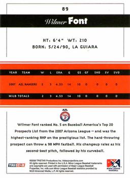 2008 TriStar PROjections #89 Wilmer Font Back