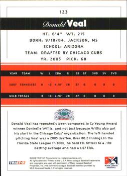 2008 TriStar PROjections #123 Donald Veal Back