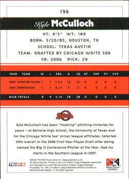 2008 TriStar PROjections #196 Kyle McCulloch Back