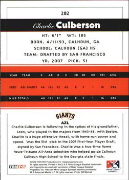2008 TriStar PROjections #282 Charlie Culberson Back